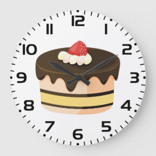 Reloj Redondo Grande Tarta de chocolate con goteo y fresa