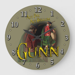Reloj Redondo Grande Tartán escocés de Gunn del clan