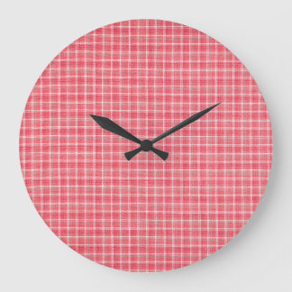 Reloj Redondo Grande Tartán retro de plante rojo: patrón sin costura.