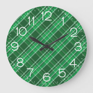 Reloj Redondo Grande Tartán Swahili Green Plaid Pattern-88675