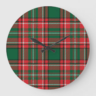 Reloj Redondo Grande Tartán tradicional: tónica rojizo-verde de yeso.