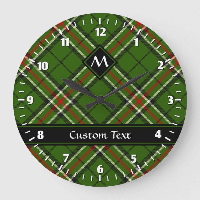 Reloj Redondo Grande Tartán verde, negro, rojo y blanco (Anverso)