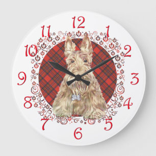 Reloj Redondo Grande Tartan Wheaten Scottie