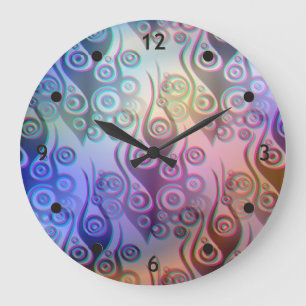 Reloj Redondo Grande Tattoo llamas y círculos patrón + tu trasero.