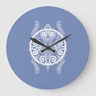 Reloj Redondo Grande Tatuaje de tortuga guerrera de Tiki
