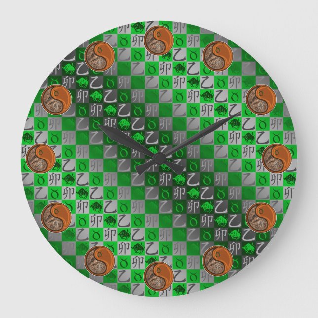 Reloj Redondo Grande Tauro y Conejo de Madera (Anverso)