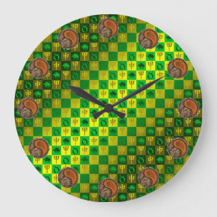 Reloj Redondo Grande Tauro y Mono de Madera