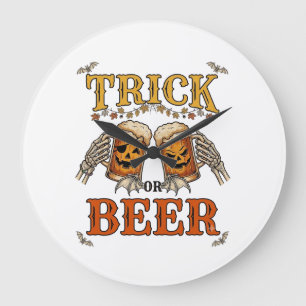 Reloj Redondo Grande Taza de Halloween de cerveza o truco Calabaza Mano