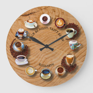 Reloj Redondo Grande Tazas de café sólo con las habas como Clock