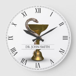Reloj Redondo Grande Tazón médico de la serpiente de bronce Hygieia Nom