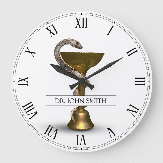 Reloj Redondo Grande Tazón médico de la serpiente de bronce Hygieia Nom (Anverso)