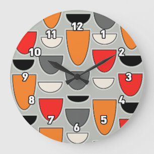 Reloj Redondo Grande Tazones modernos de mediados del siglo (gris)