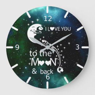 Reloj Redondo Grande Te amo a la luna y de vuelta