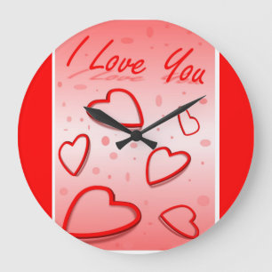 RELOJ REDONDO GRANDE "TE AMO" CORAZONES