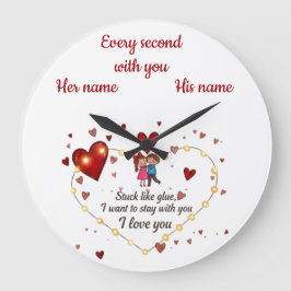 Reloj Redondo Grande Te amo Pareja Estética Personalizada
