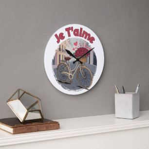 Reloj Redondo Grande Te Amo París Cita de Amor Día de San Valentín en F