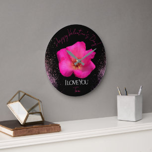 Reloj Redondo Grande Te Amo - Rosa - San Valentín Personalizado de Moda