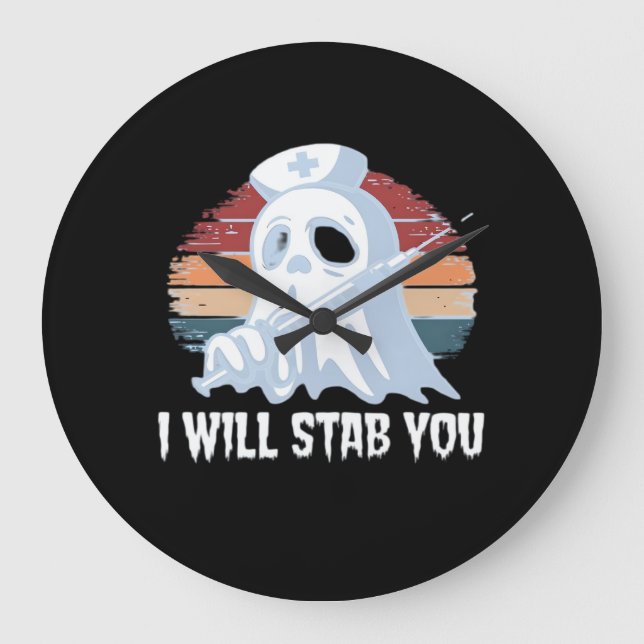 Reloj Redondo Grande Te apuñalaré una camiseta, la enfermera fantasma H (Anverso)