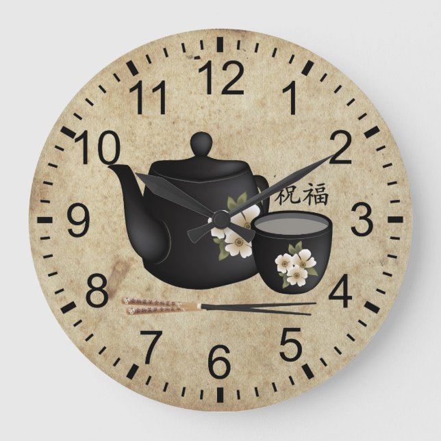 Reloj Redondo Grande Té chino para dos "bendiciones" (Anverso)