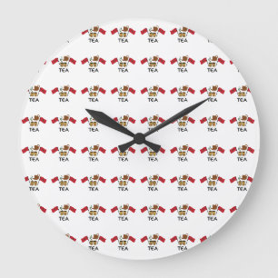 Reloj Redondo Grande Té de Menta Marroquí, Bandera de Marruecos y Té Tr