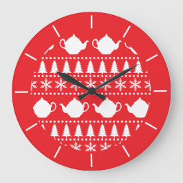 Reloj Redondo Grande Té Drinker Navidades jumper teteras festivas