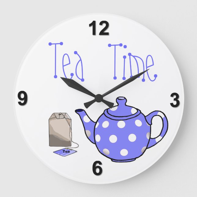 Reloj Redondo Grande Té Time Iris Blue & White Kitchen (Anverso)