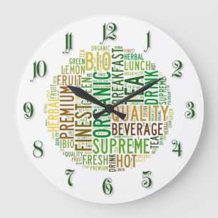 Reloj Redondo Grande Tea breakfast text design