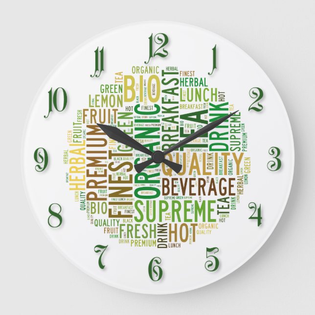Reloj Redondo Grande Tea breakfast text design (Anverso)