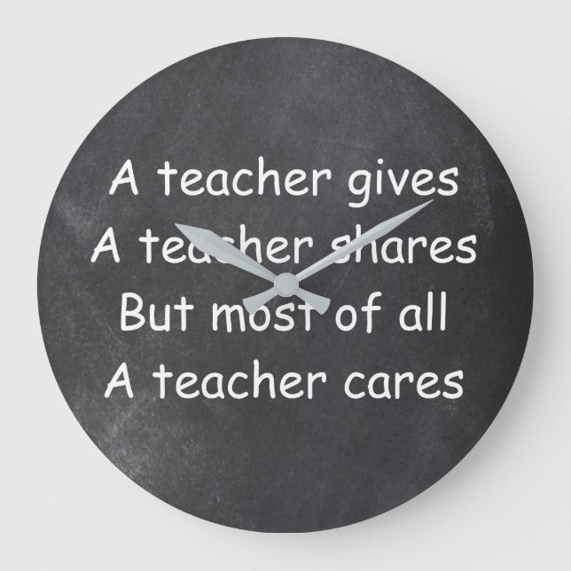 Reloj Redondo Grande Teacher Gives Shares Cares Chalkboard Gift Idea (Anverso)
