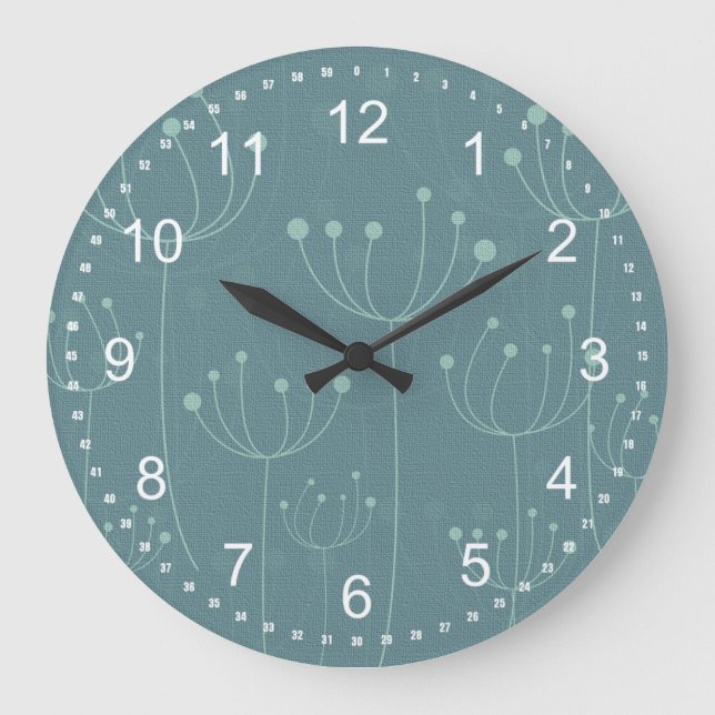 Reloj Redondo Grande Teal Dandelions (Anverso)