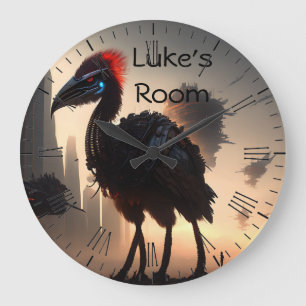 Reloj Redondo Grande "Techno-Feathers: The Futuristic Emu Robot"