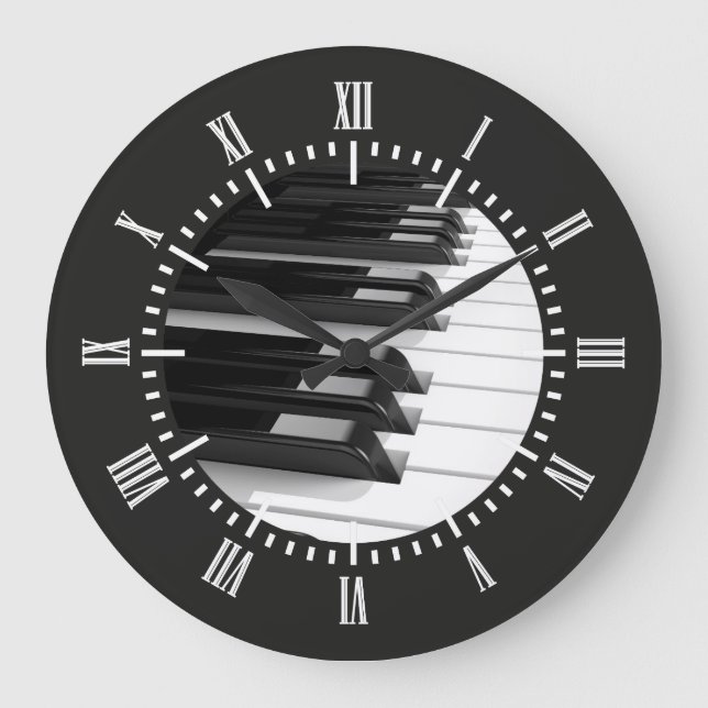 Reloj Redondo Grande Teclado de piano (Anverso)