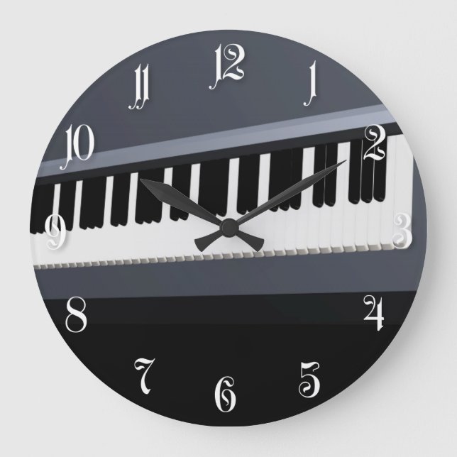 Reloj Redondo Grande Teclado de piano eléctrico (Anverso)