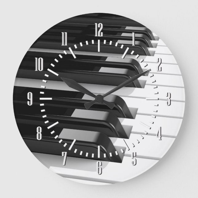 Reloj Redondo Grande Teclado Piano (Anverso)
