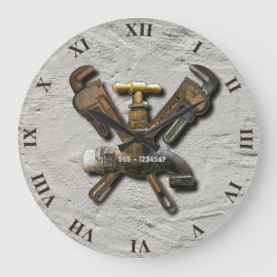 Reloj Redondo Grande Técnico de desagüe de agua de plomo