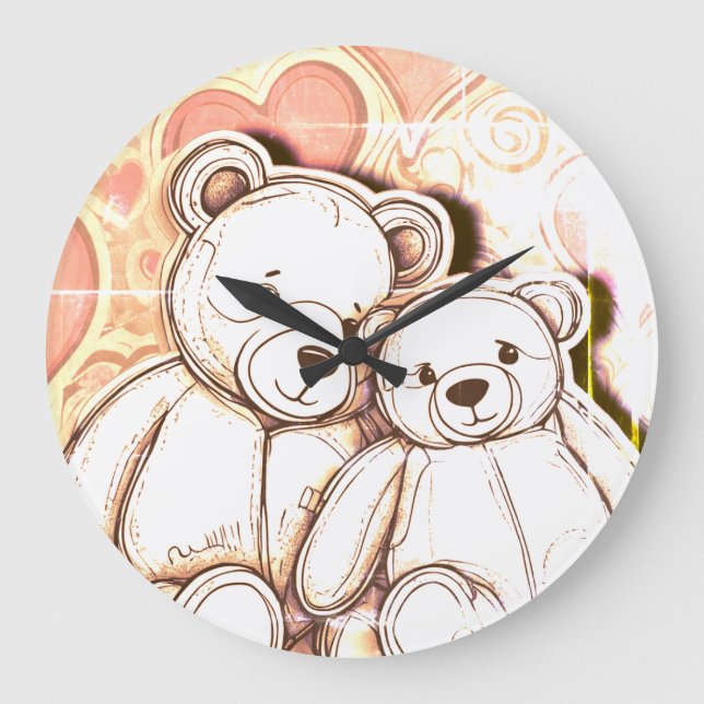 Reloj Redondo Grande Teddy Bear Love (Anverso)