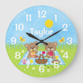 Reloj Redondo Grande Teddy Bear Picnic Blue