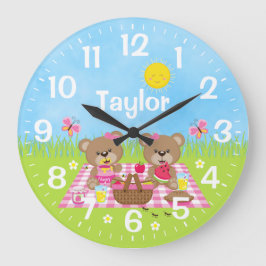 Reloj Redondo Grande Teddy Bear Picnic Pink