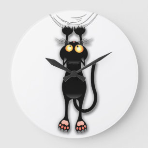 Reloj Redondo Grande Tejido de caracteres divertidos de gato