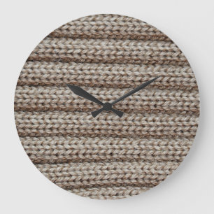 Reloj Redondo Grande Tejido de punto llano, textura marrón.