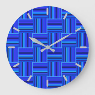 Reloj Redondo Grande Tejido de rayas azules