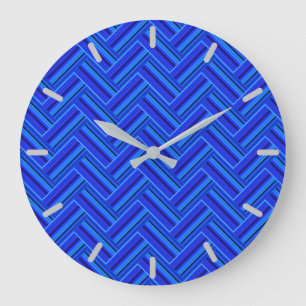 Reloj Redondo Grande Tejidos de doble trama de franjas azules