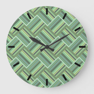 Reloj Redondo Grande Tejidos de rayas verdes de oliva