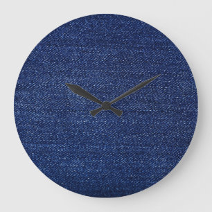 Reloj Redondo Grande Tejidos de vaqueros denim: fondo texturado.