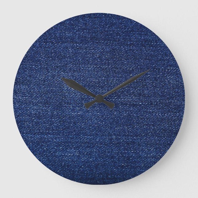 Reloj Redondo Grande Tejidos de vaqueros denim: fondo texturado. (Anverso)