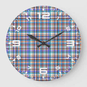 Reloj Redondo Grande Tela a cuadros estampado de cuadros Patrón-57688