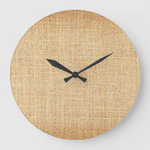 Reloj Redondo Grande Tela de chándal natural, fondo texturado.
