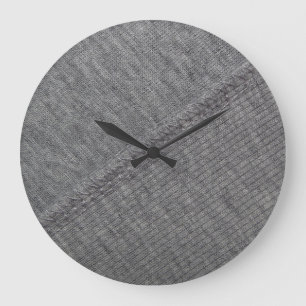 Reloj Redondo Grande Tela gris: textura abstracta de punto.