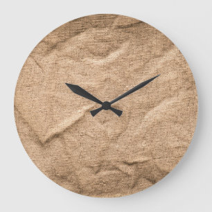 Reloj Redondo Grande Tela marrón vieja: fondo texturado.