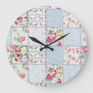 Reloj Redondo Grande Tela Rosa: Diseño elegante de fondo